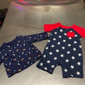 A Navy Blue Blend Baby Onesie and Long Sleeve Top Lot